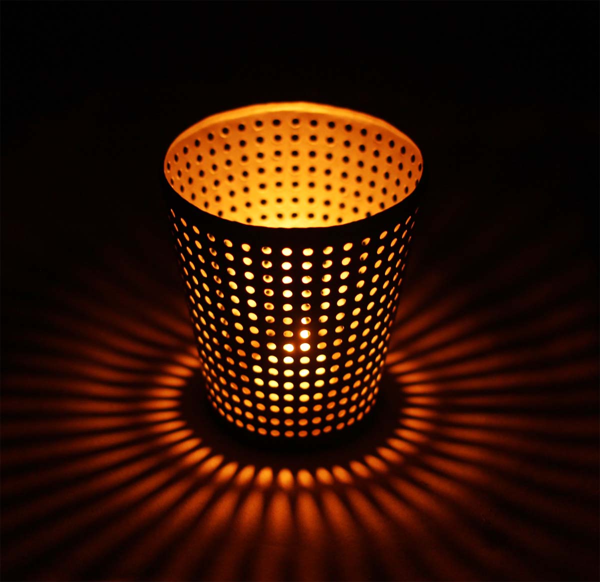 Black & Gray Votive Candle Stand - Handmade in Iron - Circle Shaped Cut-Outs - Tea-Light Candle Holders in Metal - Decorative Centerpieces - Buy in Bulk Wholesale